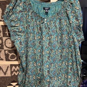 Chaps Women's Blue Patterned Top